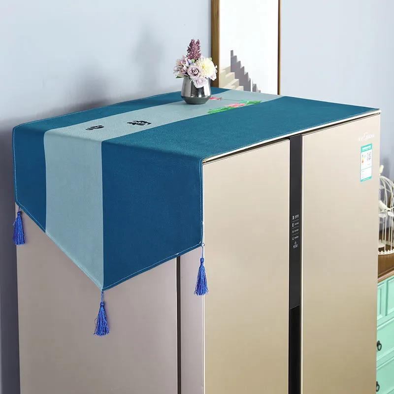 Double Door Refrigerator Cover Cloth Washing Machine Cover Simple Modern Refrigerator Towel Universal Household Storage Towel