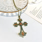 Cross Letter Clavicle Chain Champagne Diamond Crystal Necklace Sweater Chain Accessory