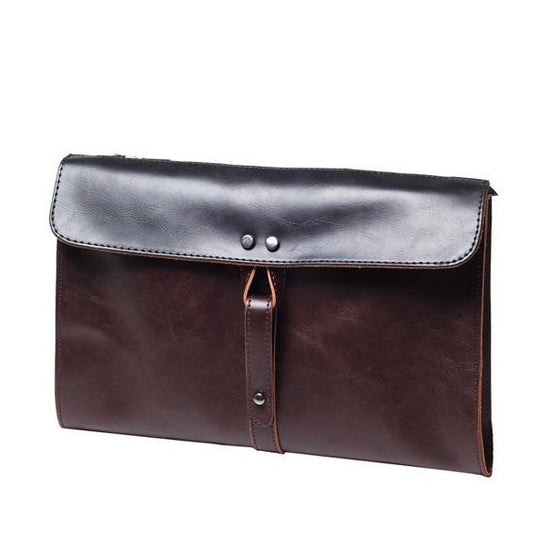 Business Briefcase Men Retro Contrast Zipper Waterproof IPad Handbag Shoulder Bags Computer Bag