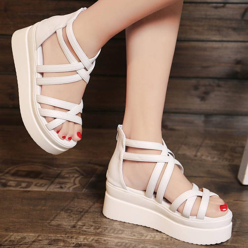 Schoolgirl Sandals Korean Style Outdoor Summer Shoes Comfortable and Versatile Platform Shoes Bloggers Must Push Women's Roman Shoes