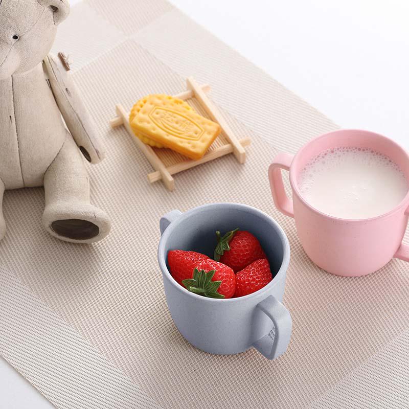 WTEMPO Baby 250ml Cups Cute Wheat Pp Feeding Drinking Drinkware With Handle Nature Safe Material Kid