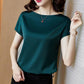 Women Satin Blouse High-end Fashion Short Sleeve Silky Temperament T Shirt Casual Tops