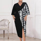Geometric Print Plus Size 5XL Women Dress Elegant V-Neck Color Block Office Bodycon Robe Summer Casual Dresses