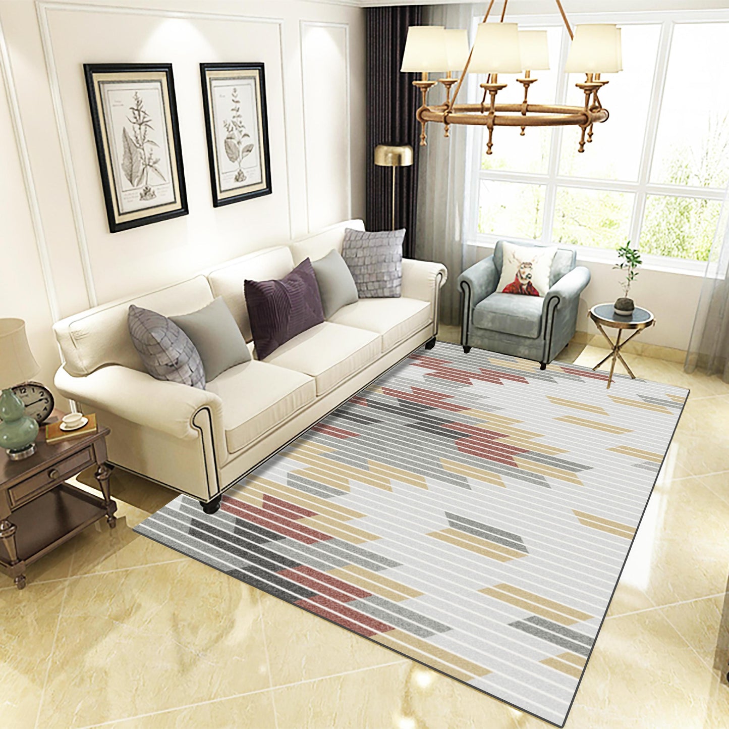 European Simple Style Carpet Black Grey White Geometric for Home Room Coffee Table Floor Rug Area Mats
