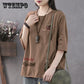 Fashion Womens Women's five-quarter sleeve stitching T-shirt Stitching Color Print Top T-shir