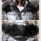 Women Long Oversize Blue Down Jackets Warm Thick Casual Loose Winter Jacket Fur Collar Hooded Coats Female Down Coats Solid Glossy Outwear