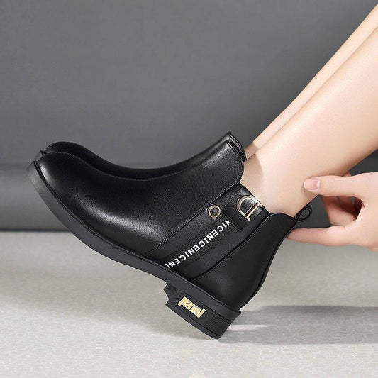 Ankle Boots Women Chelsea Motorcycle Boots Block Heels Platform Round Toe Fashion Winter Snow Boots