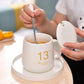 Ceramic Cup Male Mug with Lid Spoon Creative Couple Water Cup Female Pair Simple Coffee Cup Milk Cup Tea Cup