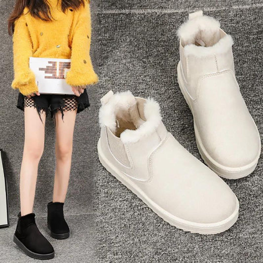 Women's Short Snow Boots Plush Thick Cotton Shoes Winter All-match Martin Boots