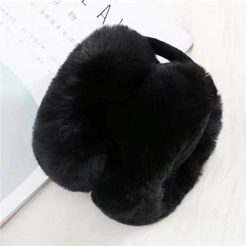 Women's Autumn Winter Foldable Earmuffs Cute Imitation Rabbit Fur Plush Ear Muffs Warm Ear Pad Thick Thermal Earflap Soft Comfortable Ear Cap