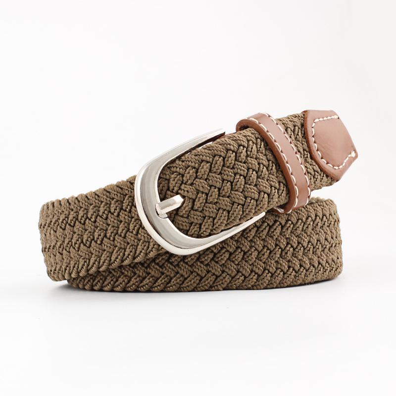 Belt Women Causal Leather Cover Buckle Woven Elastic Stretch Golf Wide Canvas Belts