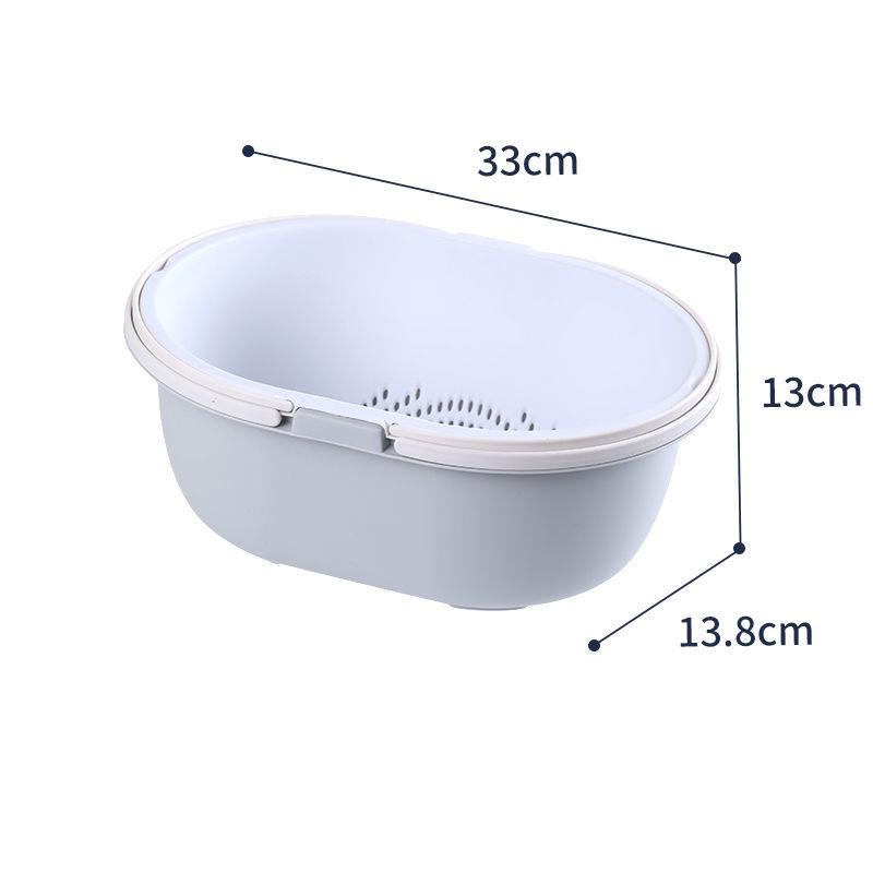 Plastic Double-layer Double-handle Washing Basket Drain Basket Kitchen Basket Household Multifunctional U-shaped Sink Fruit Basket