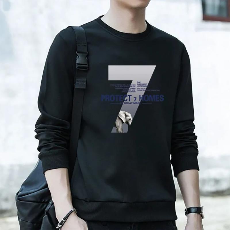 Pure Cotton Men's Sweater Autumn Sweatshirts Plush Thickening Long-sleeved Men's Loose Thick Round Neck Large Size