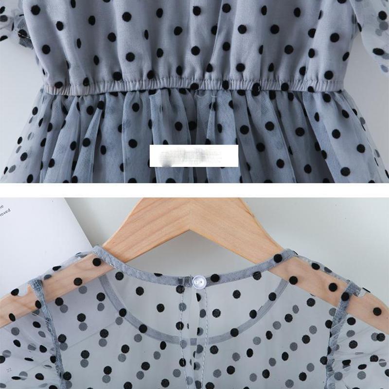 Children Dress Spring Summer Kids Clothing  Baby Girls Clothing Wave Point Short Sleeve Dress Girl Mesh Dress Ruffle