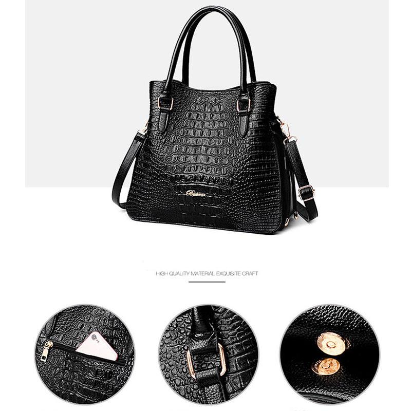 Genuine Leather Cowhide Soft Leather Crocodile Pattern Portable Handbags European and American Fashion Atmospheric Casual Shoulder Bag