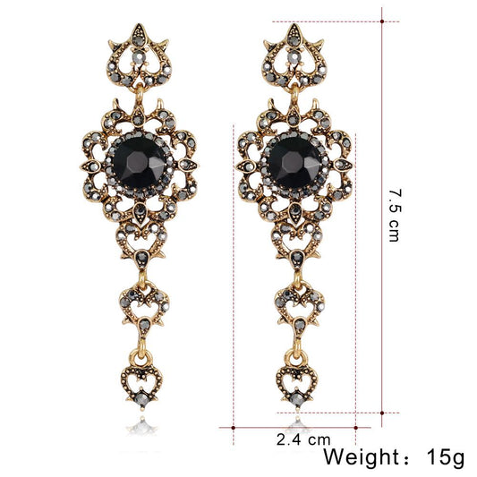 Creative Bohemian Retro Water Drops Tassel Long Earrings Jewelry Set Gifts fit with Wedding Dress