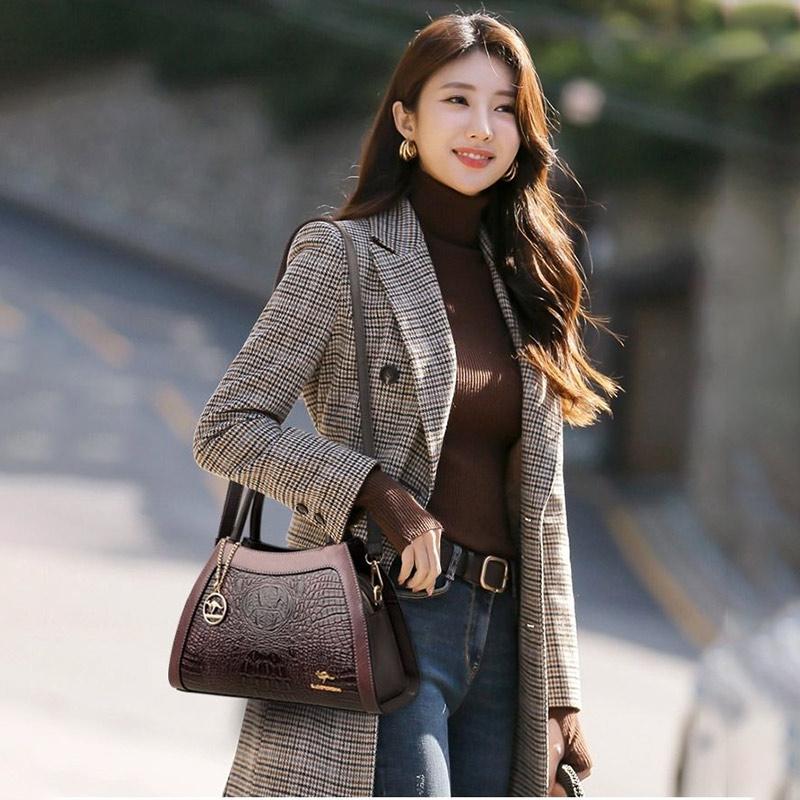 Elegant Ladies Bag Shoulder Messenger Bag Fashion Large Capacity Handheld Leather Texture Shopping Bag
