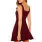 Summer Woman Dresses Sleeveless Straps Square Collar Slim Fit Sexy Mini A Line Dress
