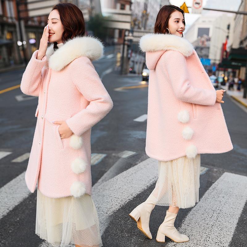 Fashion Women's Woolen Coat Popular Korean Imitation Mink Velvet Gold Mink Mid-length Coat