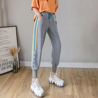 Summer and Autumn Outer Wear Sports Casual Harem Cropped Pants Female Student Korean Style Loose High Waist Was Thin and Wild