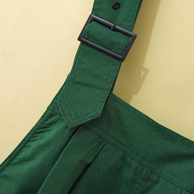 Salt-tie Bib Pants Women Summer Thin Loose Green Wide-leg Pants Workwear Jumpsuit Straight Pants