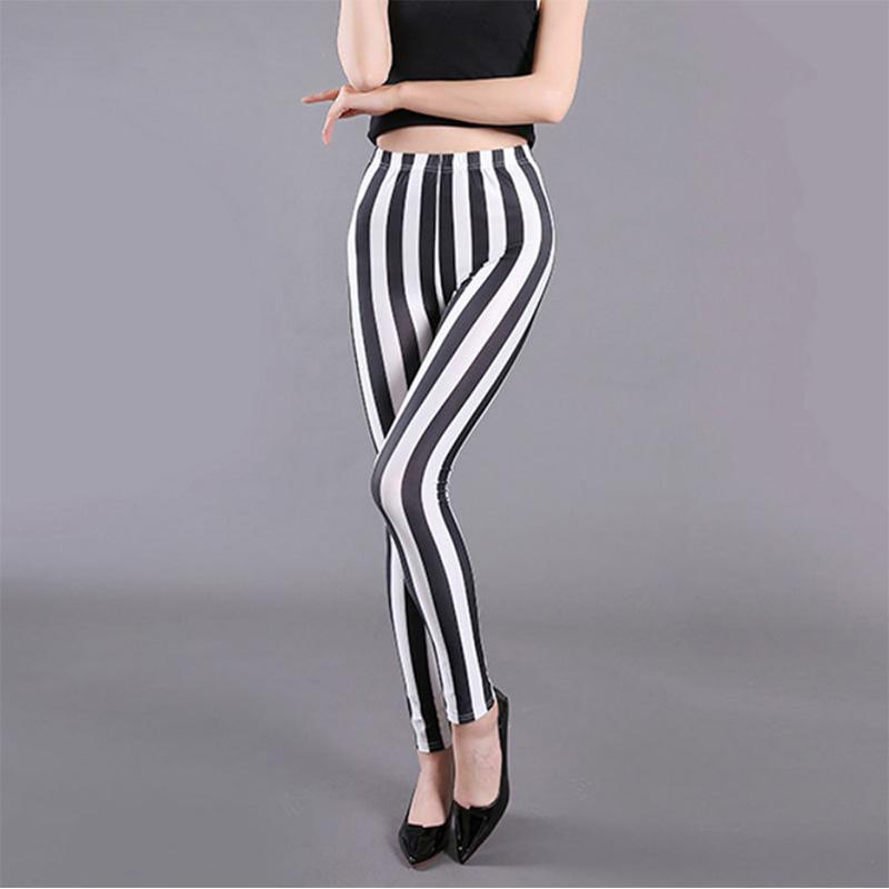 Leggings Women's Thin Outer Wear Casual Feet Pants Stretch Plaid Vertical Stripes Street Style