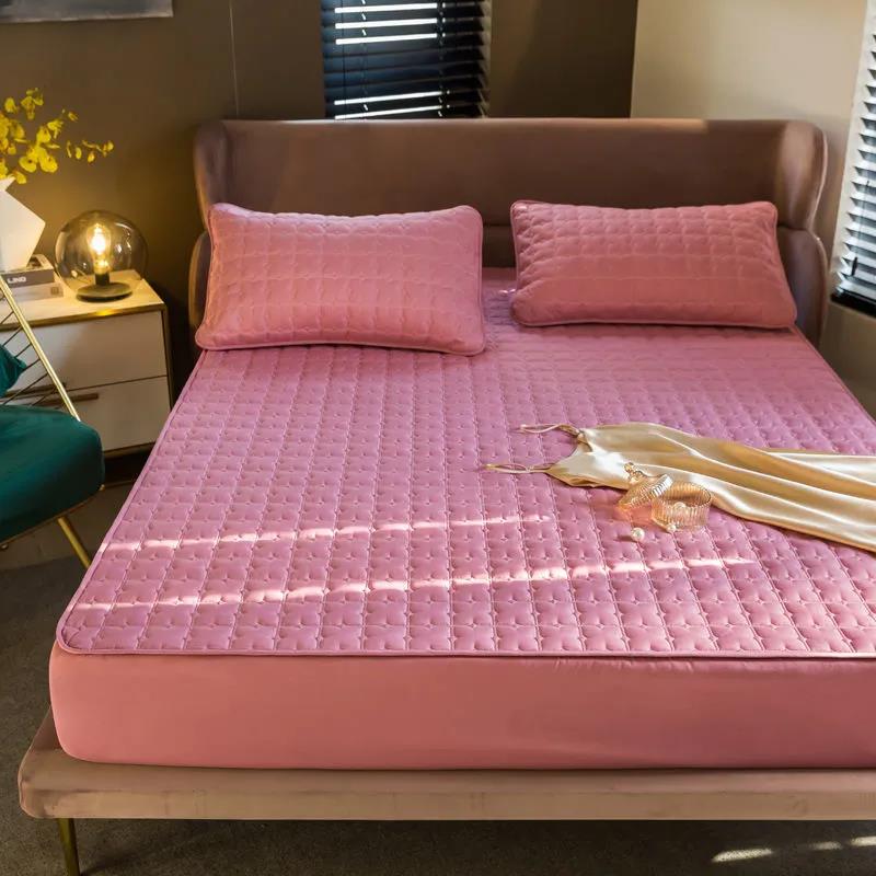 Cotton Bed Sheet One-piece Bedspread Quilted Mattress Protection Cover Non-slip Fixed All-inclusive Dust Cover Cover