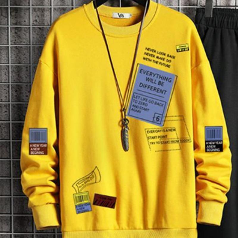 Suit Men's Spring and Summer Men's Loose Long-sleeved Sportswear Trend Students Large Size Casual Sports Pants with A Set