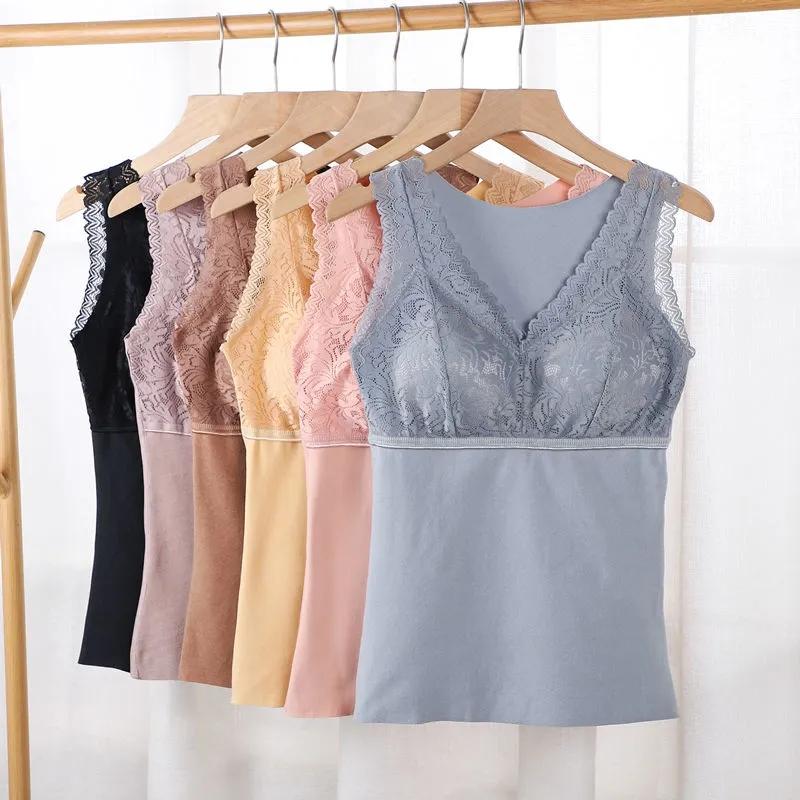 Thermo Underwear Women Sexy Winter Clothing Warm Thermal Vest Lace Undershirt Sleeveless V Neck Plus Size Underwear