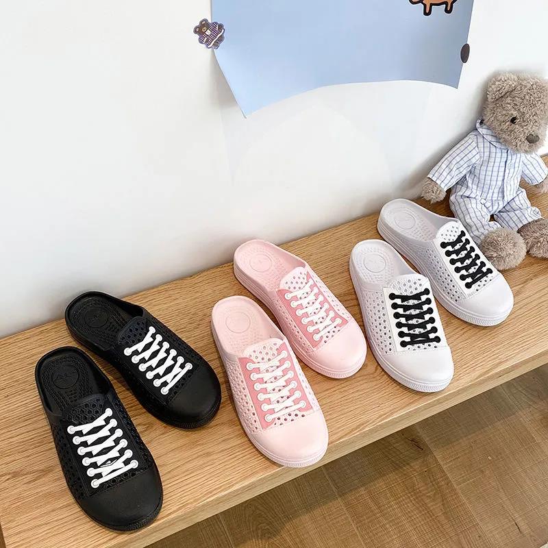 Women Summer Hollow Out Flat Bottom Shoes Female Solid Color Anti-slip Soft Sole Casual Cool Shoes