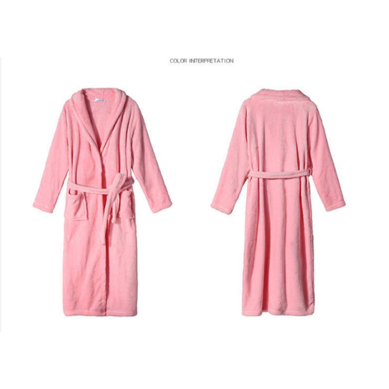 Thickened Flannel Nightgown Women's Plus Size Extended Length Coral Fleece Bathrobe Autumn Winter Long-sleeved Loose Homewear