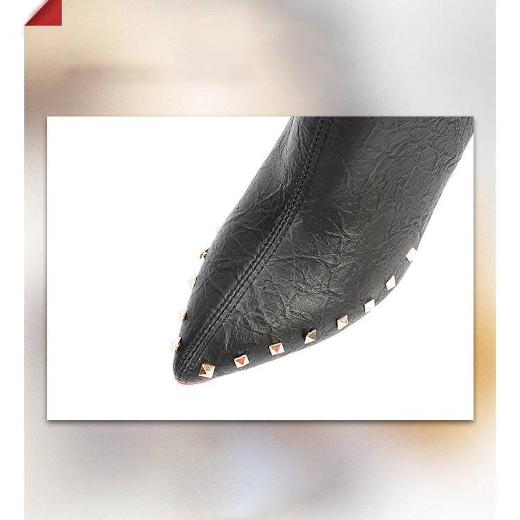 Women Pointed Toe Thin High Heels Ankle Boots Woman Party Shoes Rivets Sexy Booties