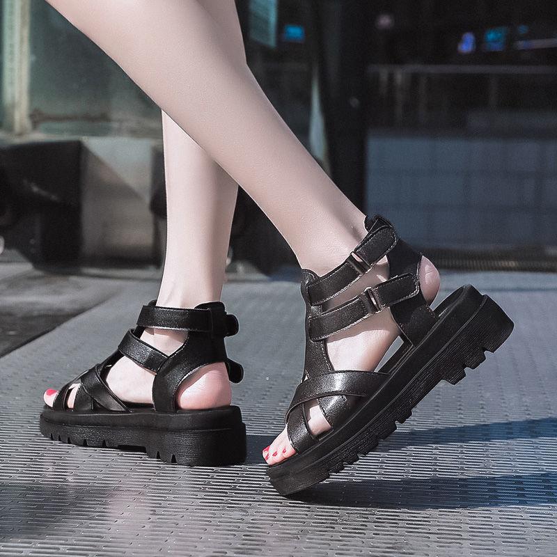 Thick-soled Sandals Women's Summer Height Increase Sandals Beach Roman Shoes Women's One-way Sandals Simple Non-slip