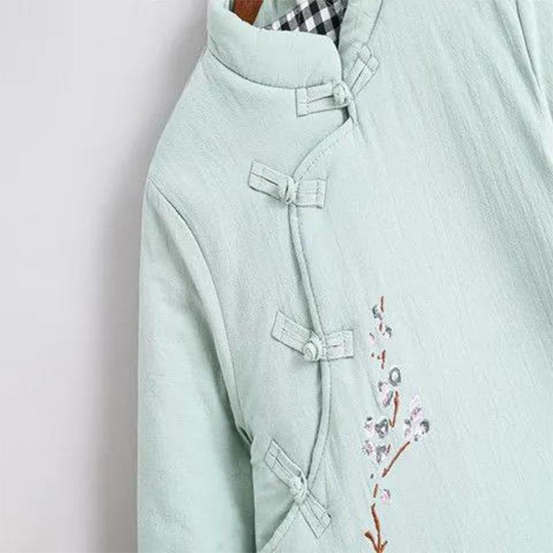 Chinese Tang Suit Cotton-padded Clothes Republican Style Women's Improved Cheongsam Jacket Retro Chinese Style Quilted Thick Cotton Linen