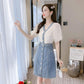 Dress Women's Summer Style European Station Fashion Waist Stitching Denim Skirt