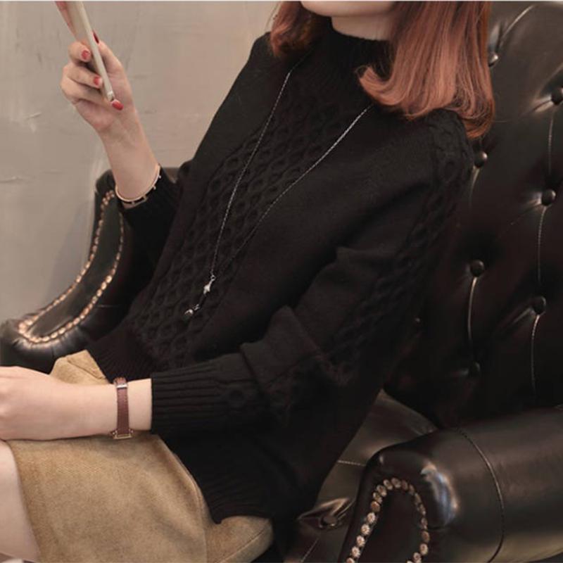 Pofulove Half-High Collar Short Pullover Fragrant Winter Sweater Long Sleeve Bottoming Shirt Sweater