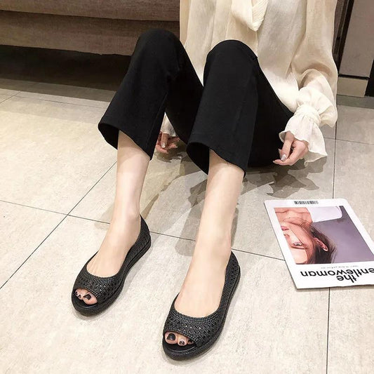 Sandals Platform Women's Summer Plastic Fish Mouth Non-slip Soft Comfortable Mother Pregnant Women Shoes Hollow Nurse Shoes