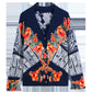 Women's  Print Cardigan Autumn and Winter Retro Loose Wool Sweater Plus Size Short Cardigan Sweater