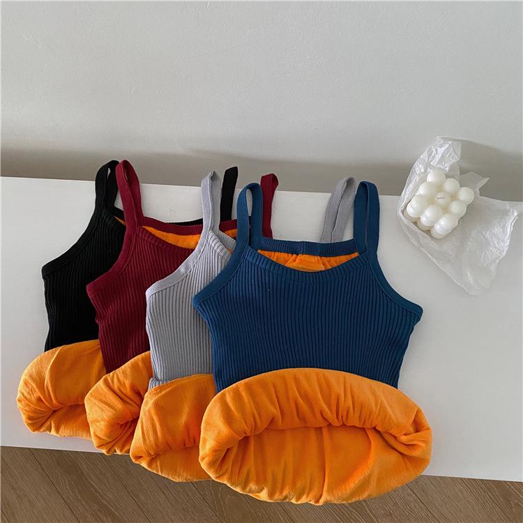 Thermal Wear Women Rainbow Winter Vest Velvet Warm Body Tank Tops Slim Square Neck Slim Inner Wear Sexy Clothing Thermals