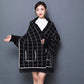 Women's Shawl with Sleeves Autumn and Winter Knitting Waterproof Mink Fleece Slim Slimming Outer Thick Plaid High-end Cloak Temperament Wrap