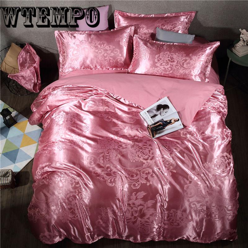 Home textile Wedding Jacquard Bedding set Luxury Satin Duvet cover bed linen bedclothes set
