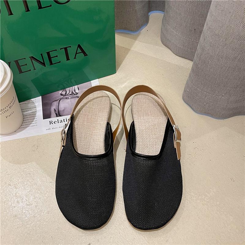 Slippers Women Summer Wear Casual Hollow Breathable Comfortable Flat-bottomed Lazy One-foot Sandals