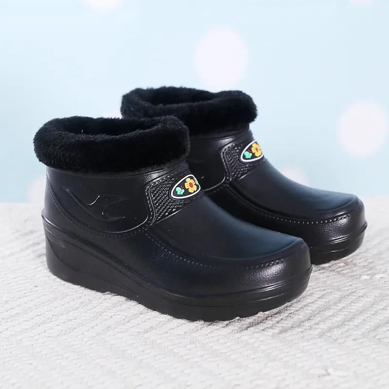 Plus Velvet Warm Shoes Anti-skid Warm Waterproof Rain Boots EVA Car Wash Kitchen Plus Velvet Cotton Shoes Student Boots