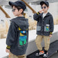 Boys Jacket Autumn and Winter Plus Velvet Thickening Children's Loose Mid-length Western Style Big Boy Denim Windbreaker Cotton Jacket