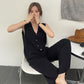 2PCS Spring and Summer Leisure Suit Two-piece Ice Silk Knitted Vest Cardigan + Wide-leg Pants Suit Loose Casual Lazy Style Sets