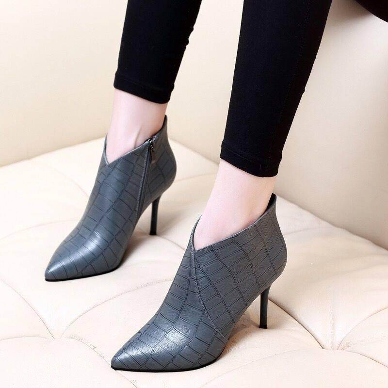 Genuine Leather Boots Women Shoes Platform High Heel Boots Leather Ankle Boots Sexy Female Footwear