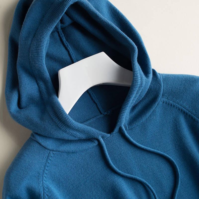 Autumn and Winter New Knit Sweater Women's Head Loose Bottom Solid Color Long-sleeved Hoodie