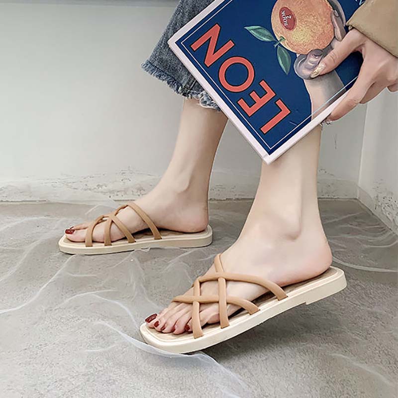 Ladies Sandals and Slippers for Outer Wear, Summer Korean Fashion Soft Bottom Non-slip Student Fairy Style Slippers