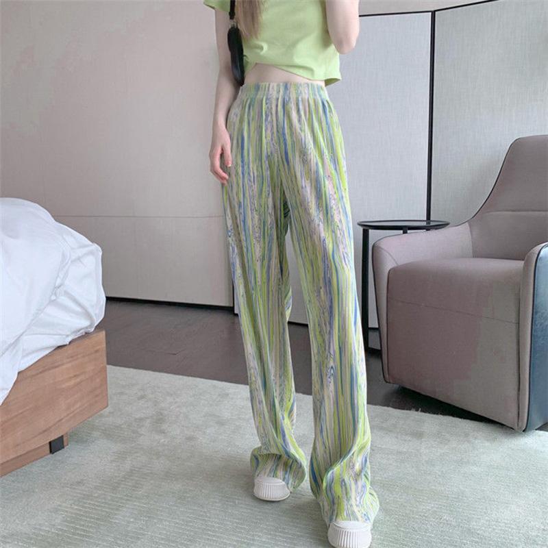 Summer Suit Women's Round Neck Short-sleeved T-shirt Loose Straight Wide-leg Pants Two-piece Casual Sports Suit Home Service