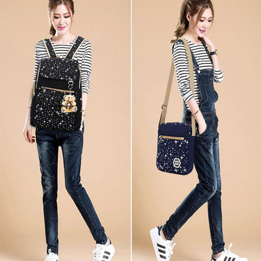 Canvas Shoulder School Bag Backpack Travel Satchel Rucksack Handbag